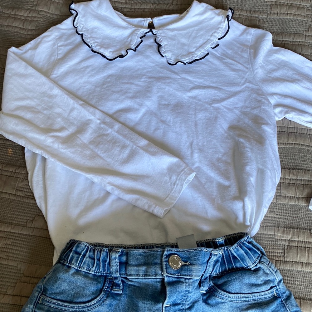ZARA Girls long sleeve wide collar top, size 10